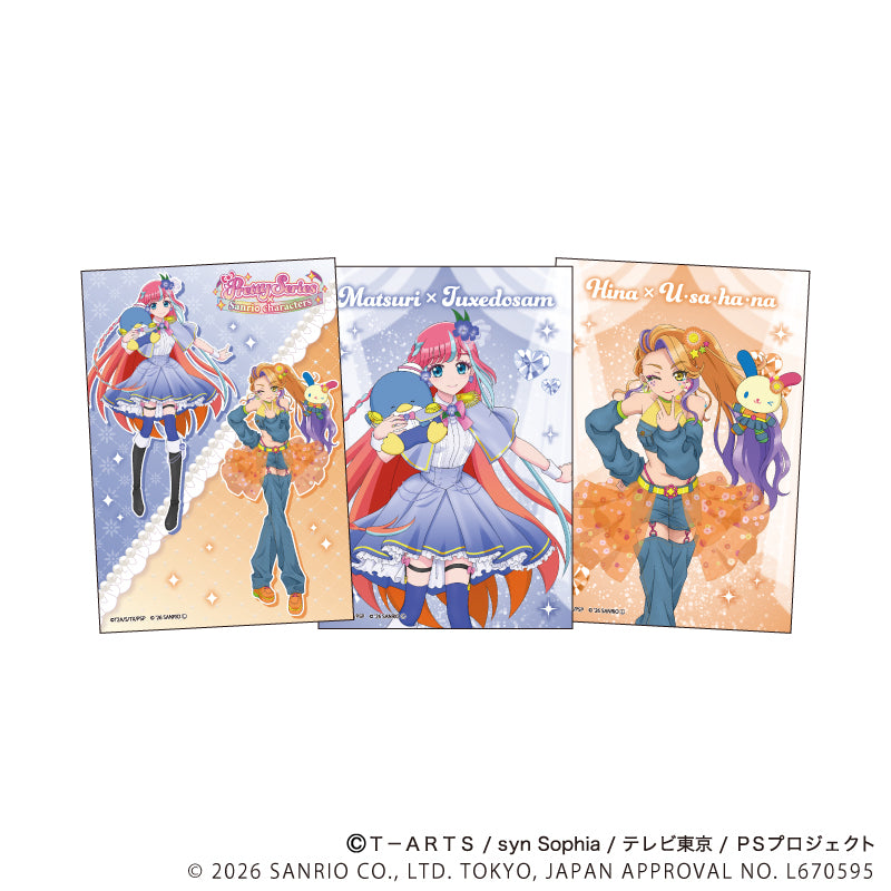 L版ブロマイド3枚セット「プリティーシリーズ×サンリオキャラクターズ」07/陽比野まつり×タキシードサム&弥生ひな×ウサハナ(コラボイラスト) - 公式商品画像 | AniSmile