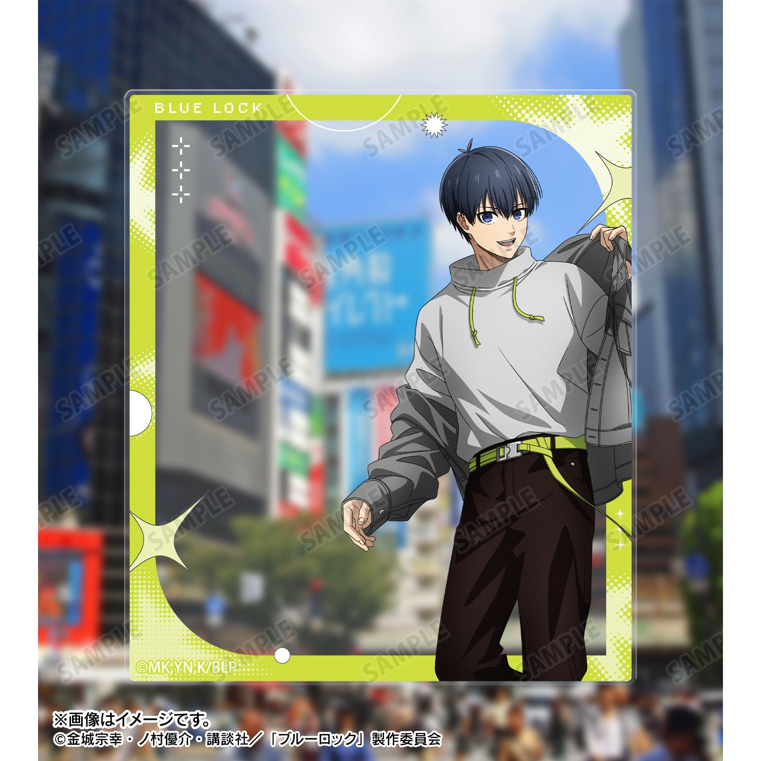 TVアニメ『ブルーロック』 描き下ろし 潔 世一 モノトーンストリートファッションver. アクリルカード2枚セット 画像 5 | AniSmile