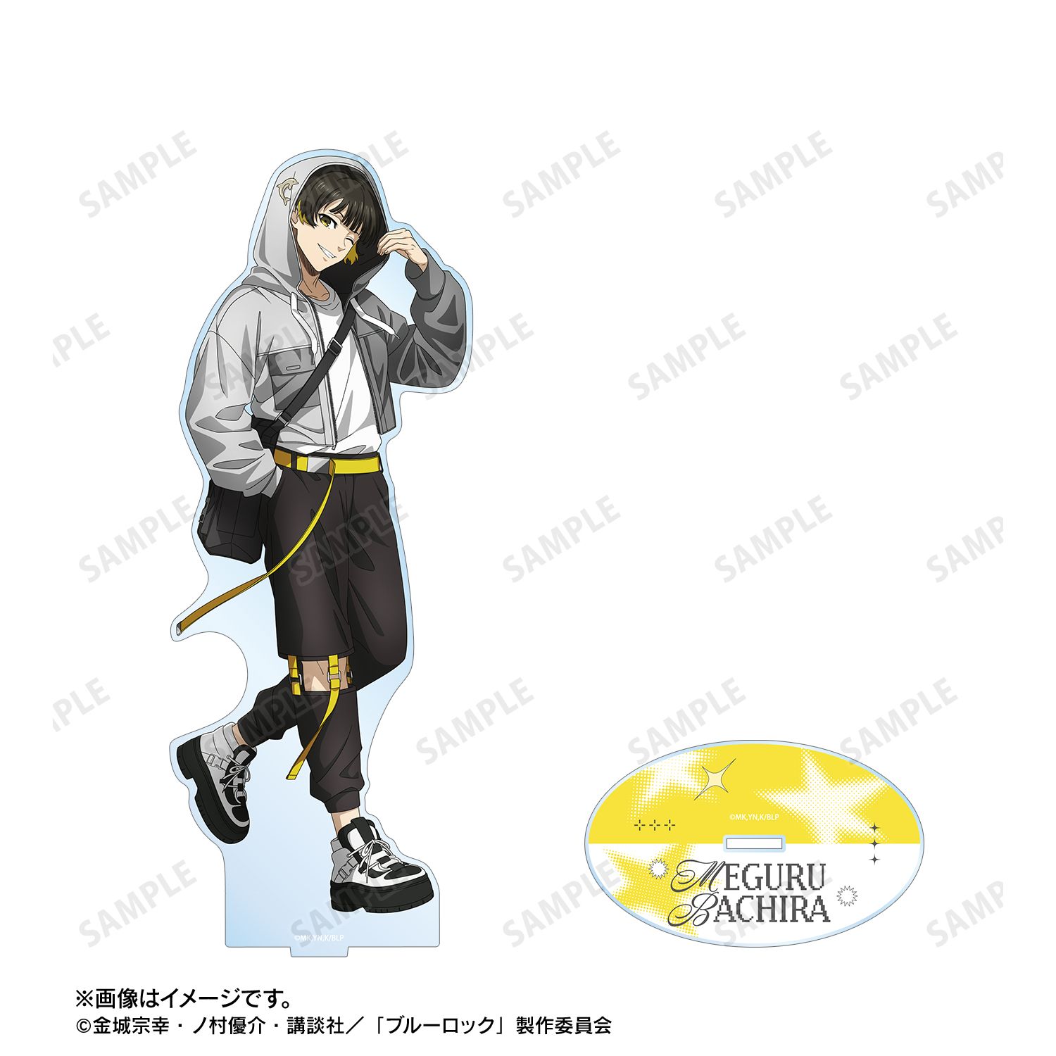 TVアニメ『ブルーロック』 描き下ろし 蜂楽 廻 モノトーンストリートファッションver. 特大アクリルスタンド 画像 3 | AniSmile