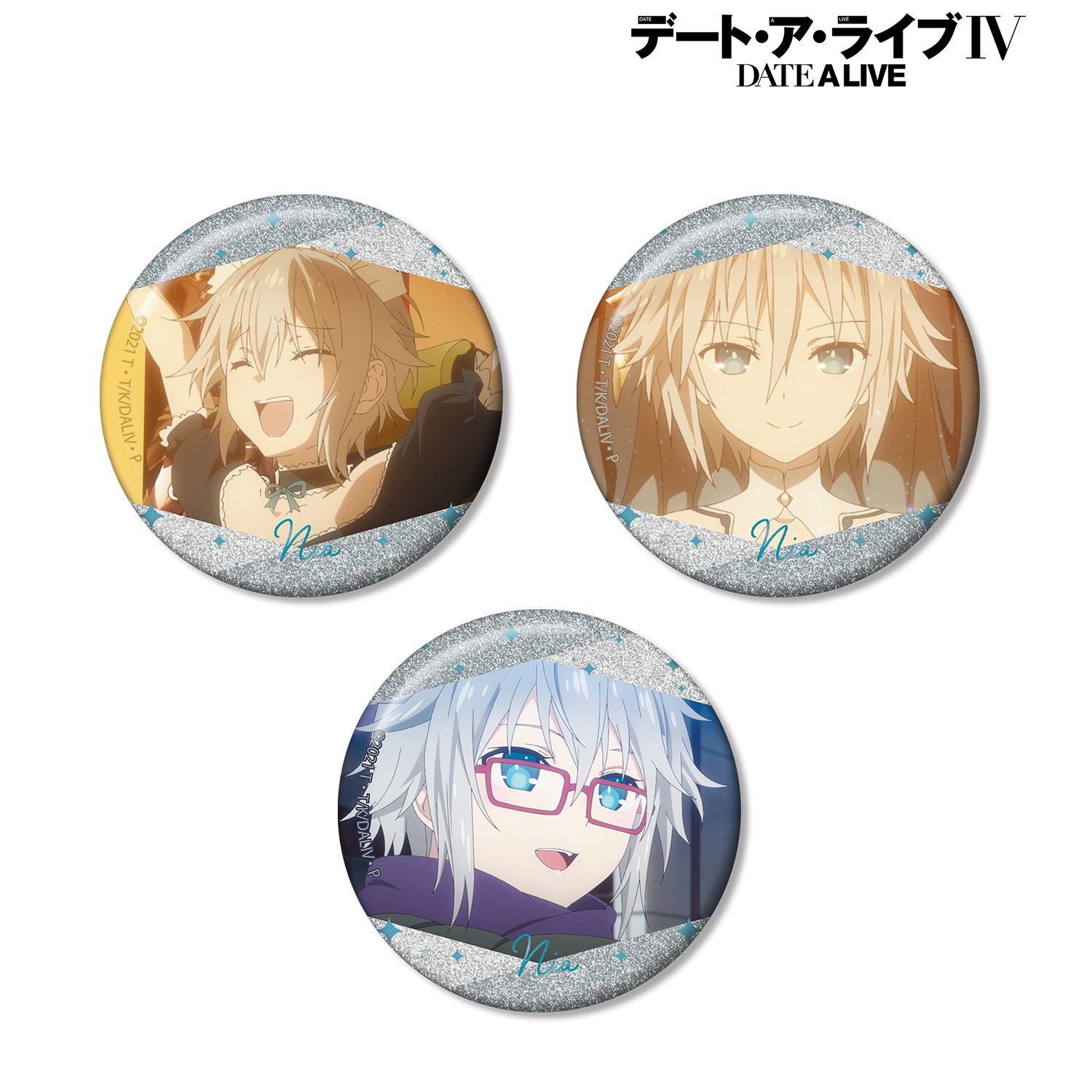 デート・ア・ライブIV 本条二亜 場面写グリッター缶バッジ3個セット 画像 2 | AniSmile