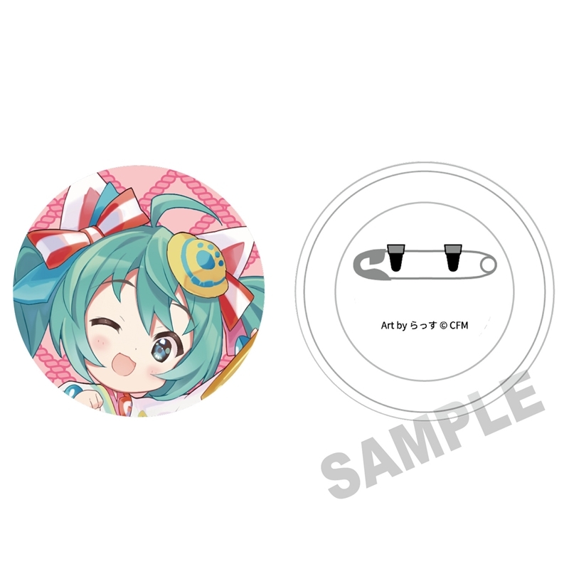 「初音ミク×招き猫」 ふわもふタッチ缶バッジ 初音ミク白猫A Art by らっす - 公式商品画像 | AniSmile