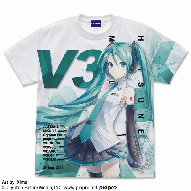初音ミク V3 フルグラフィックTシャツ Ver.3.0/WHITE-XL - 公式商品画像 | AniSmile