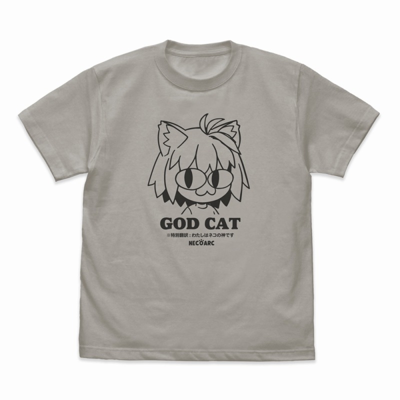 月姫 -A piece of blue glass moon- GOD CAT ネコアルク Tシャツ/LIGHT GRAY-XL - official product image | AniSmile