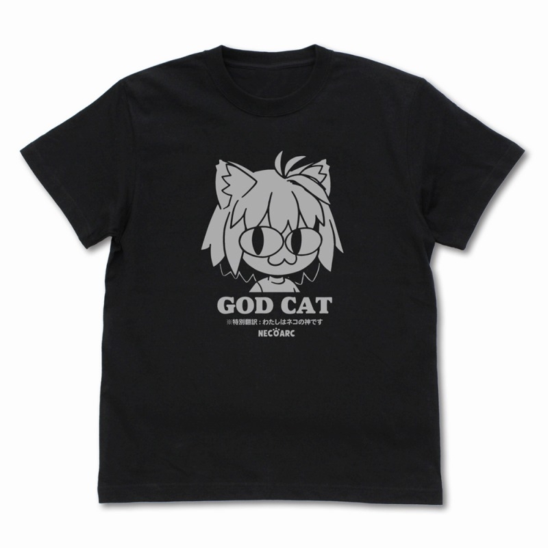 月姫 -A piece of blue glass moon- GOD CAT ネコアルク Tシャツ/BLACK-L - 公式商品画像 | AniSmile