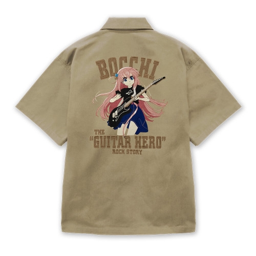 アニメ「ぼっち・ざ・ろっく!」 後藤ひとり 刺繍ワークシャツ Playing the guitar 2025/SAND KHAKI-XXL 画像 2 | AniSmile