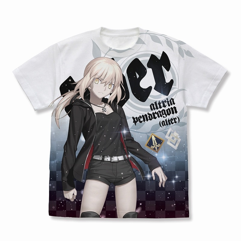 Fate/Grand Order セイバー/アルトリア・ペンドラゴン 漆黒の騎士王ver新宿1999 Tシャツ/WHITE-S - 公式商品画像 | AniSmile