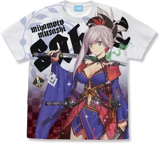 Fate/Grand Order セイバー/宮本武蔵 フルグラフィックTシャツ/WHITE-M - 公式商品画像 | AniSmile