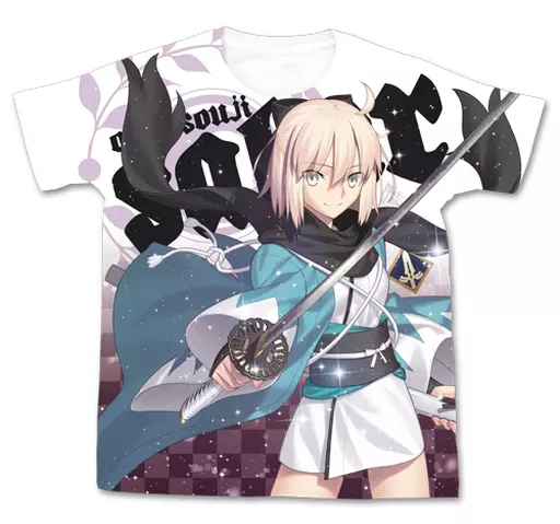 Fate セイバー/沖田総司フルグラフィックTシャツ/WHITE-XL - 公式商品画像 | AniSmile