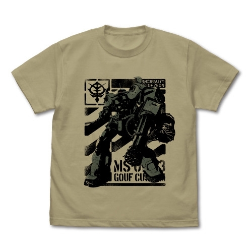 機動戦士ガンダム 復讐のレクイエム ミッドナイターズ グフカスタム Tシャツ/SAND KHAKI-L - 公式商品画像 | AniSmile