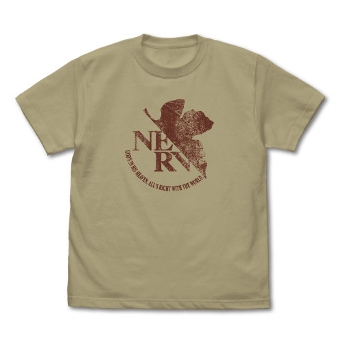EVANGELION NERV ヴィンテージロゴ Tシャツ/SAND KHAKI-XL 画像 2 | AniSmile