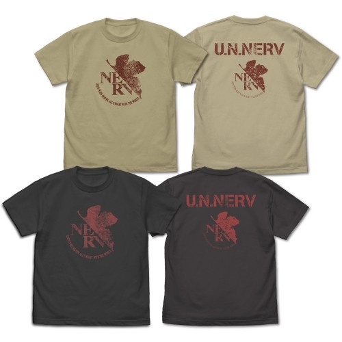 EVANGELION NERV ヴィンテージロゴ Tシャツ/SAND KHAKI-M - 公式商品画像 | AniSmile