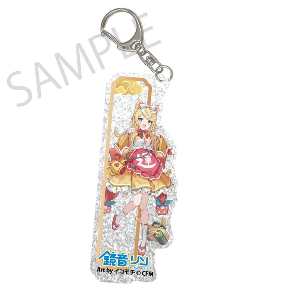「初音ミク×招き猫×真夏の熊谷」シルバーバックアクリルキーホルダー 鏡音リン Art by イコモチ - 公式商品画像 | AniSmile