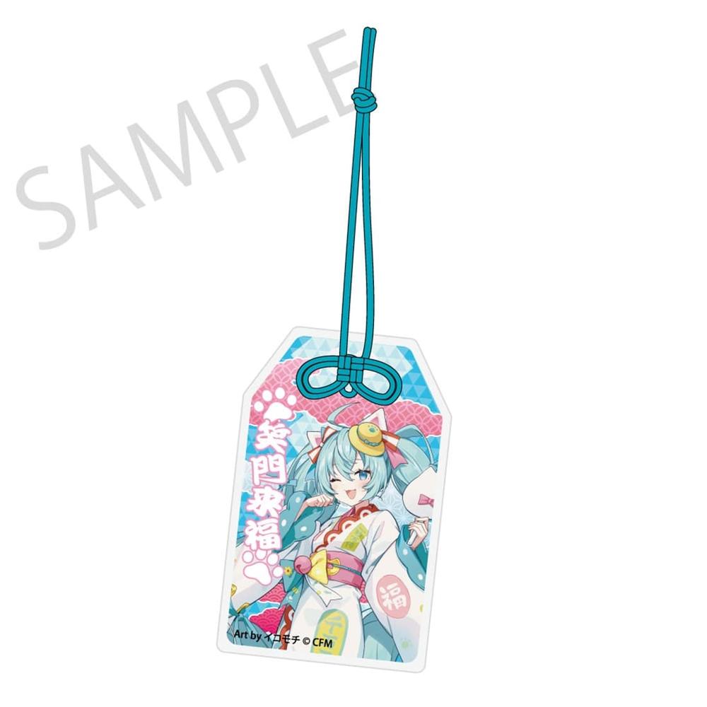 「初音ミク×招き猫×真夏の熊谷」 御守風アクリルさげ札 初音ミク 白猫 Art by イコモチ - 公式商品画像 | AniSmile