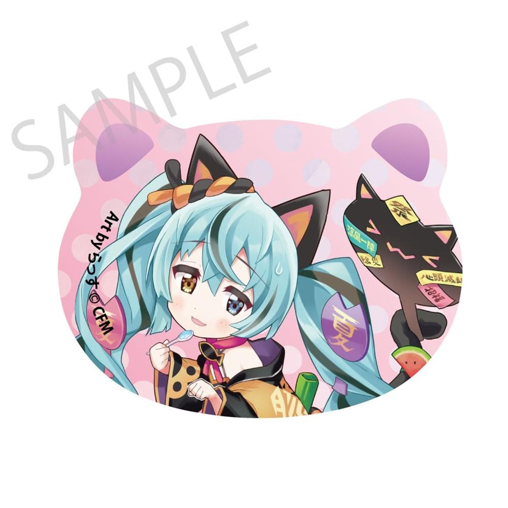 「初音ミク×招き猫×真夏の熊谷」猫型缶バッジ 初音ミク 黒猫2 Art by らっす - 公式商品画像 | AniSmile