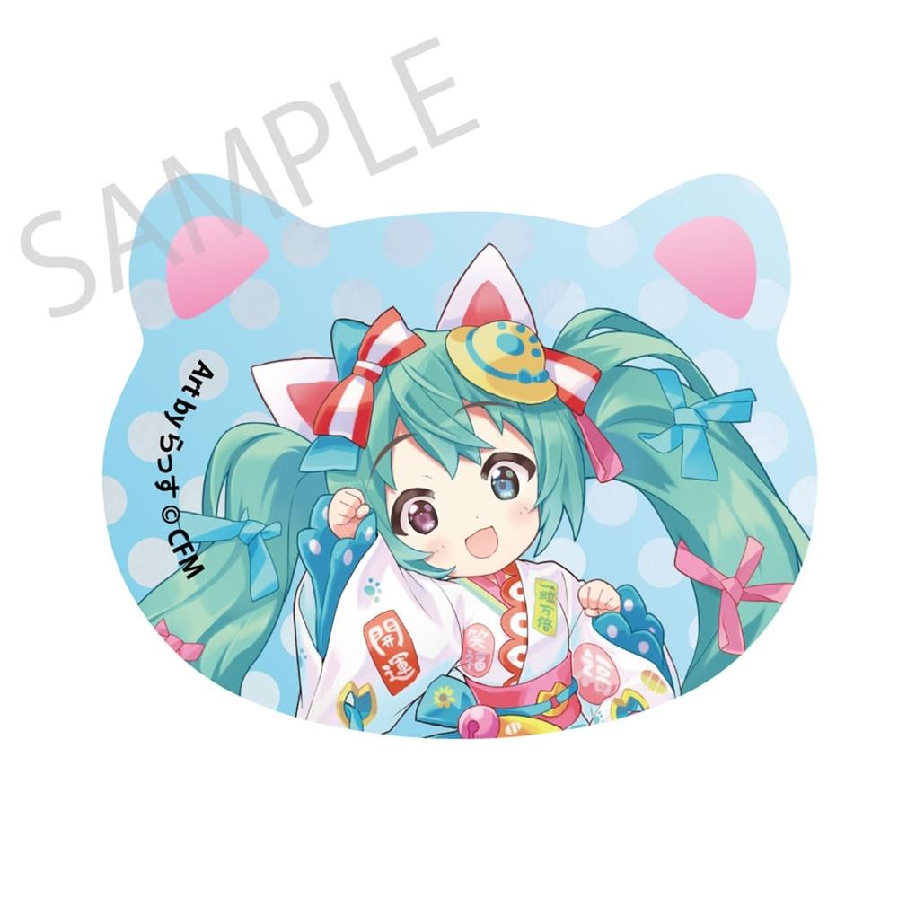 「初音ミク×招き猫×真夏の熊谷」猫型缶バッジ 初音ミク 白猫2 Art by らっす - 公式商品画像 | AniSmile