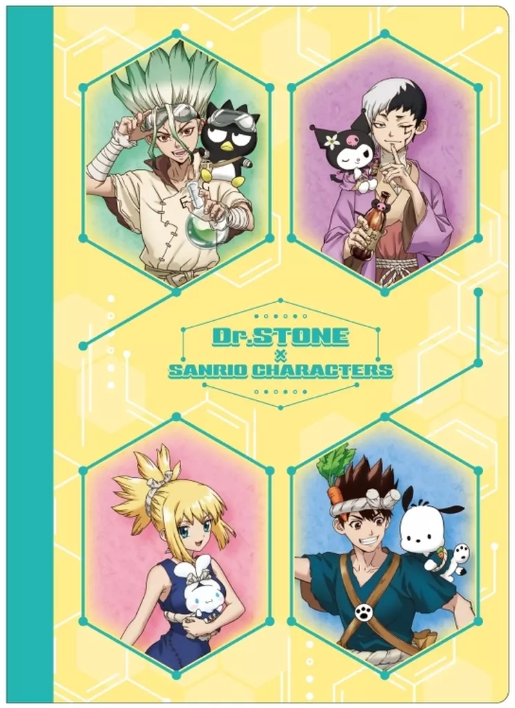 プレミアムポストカードホルダー「Dr.STONE×サンリオキャラクターズ」02/イエロー(コラボイラスト) - AniSmile