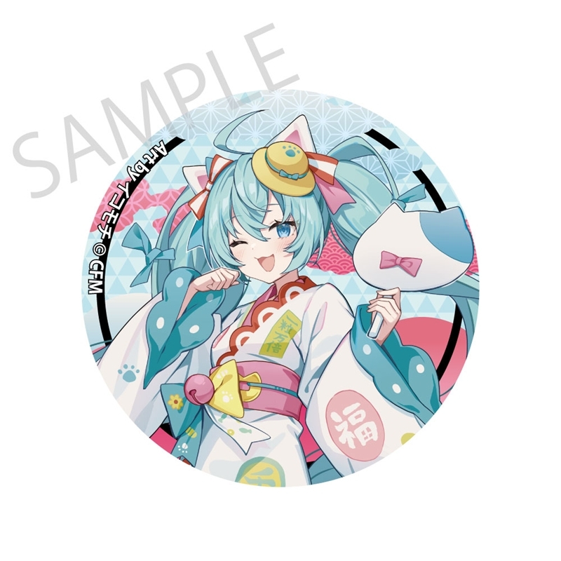 「初音ミク×招き猫×真夏の熊谷」キラキラトレーディング缶バッジ Art by イコモチ 全7種【1ピース】 画像 2 | AniSmile