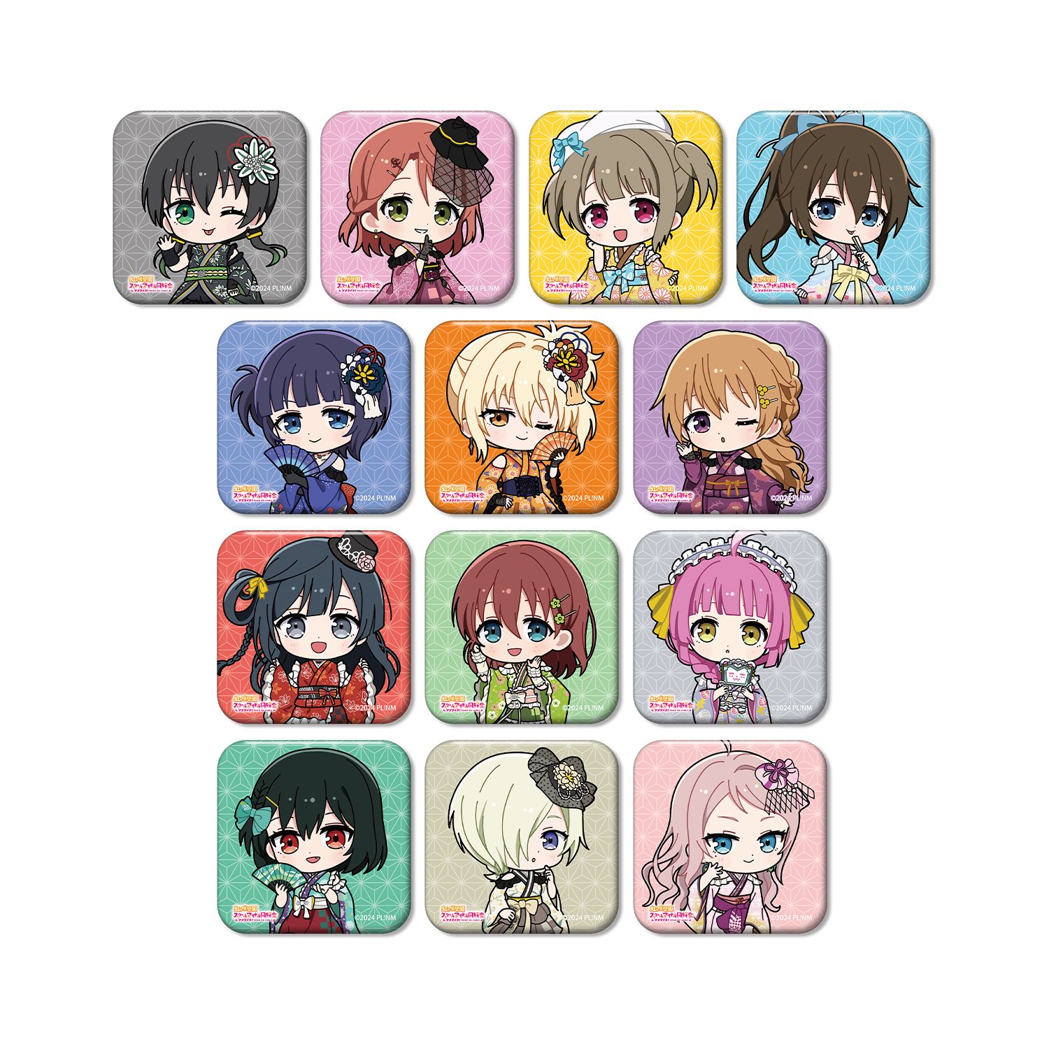 ラブライブ!虹ヶ咲学園スクールアイドル同好会 トレーディング ちびキャラ 着物ドレスver. スクエア缶バッジ(単位/単品) - AniSmile