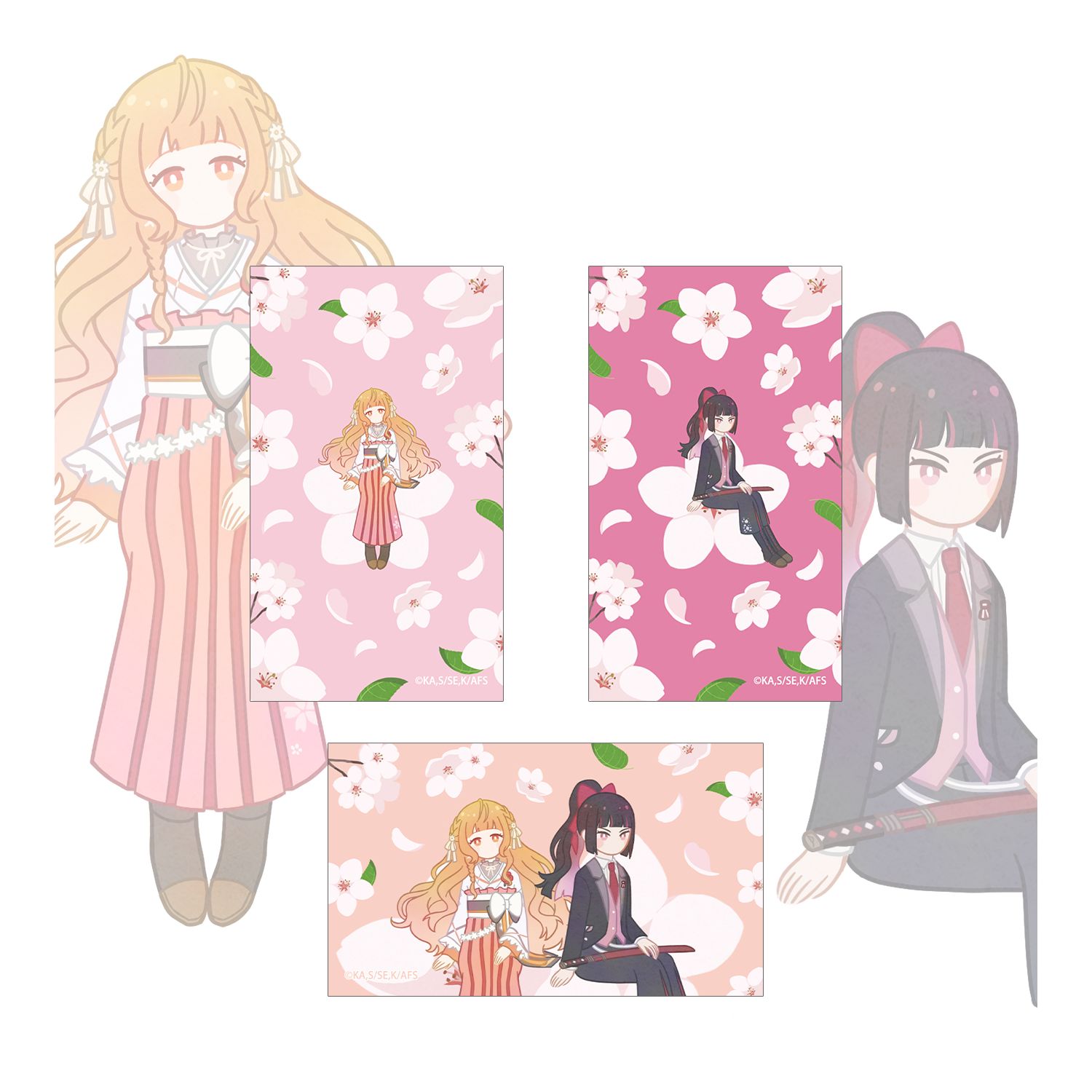 テレビアニメ『春夏秋冬代行者 春の舞』 花葉雛菊&姫鷹さくら Botania イラストカード3枚セット - AniSmile
