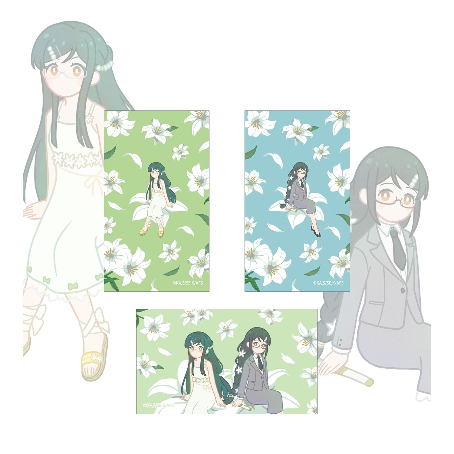テレビアニメ『春夏秋冬代行者 春の舞』 葉桜瑠璃&葉桜あやめ Botania イラストカード3枚セット - AniSmile