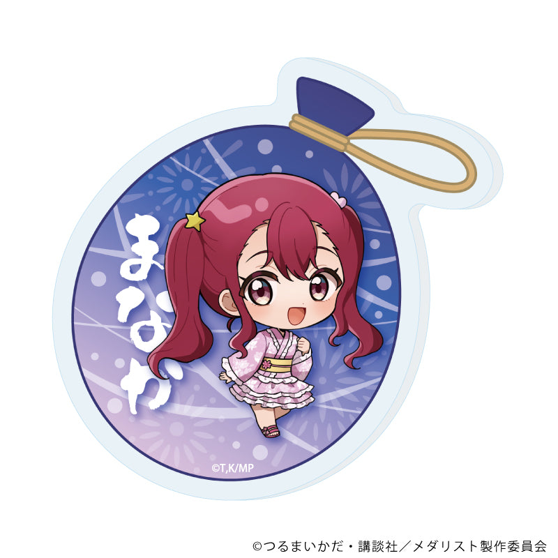 おなまえアクリルプレートバッジ「TVアニメ『メダリスト』」12/炉場 愛花 夏祭りver.(ミニキャライラスト) - AniSmile