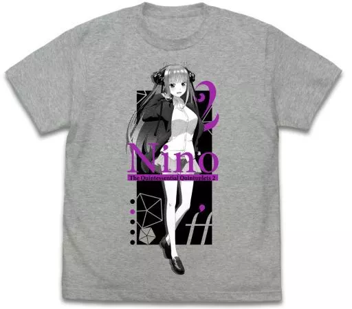 五等分の花嫁∬ 中野二乃 Tシャツ∬/MIX GRAY-M - AniSmile