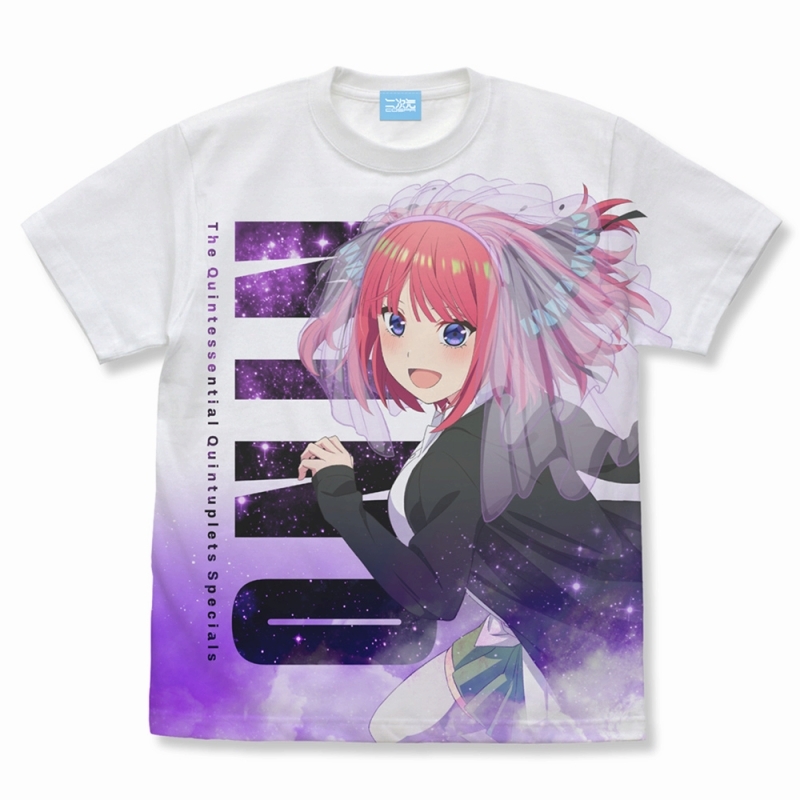 五等分の花嫁∽ 中野二乃 フルグラフィックTシャツ/WHITE-L - AniSmile