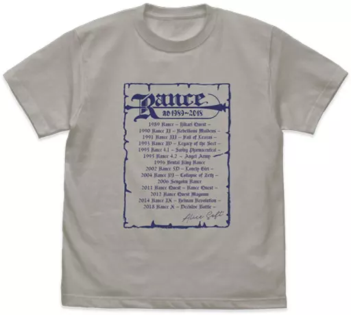 Rance ランスヒストリー Tシャツ/LIGHT GRAY-XL - AniSmile