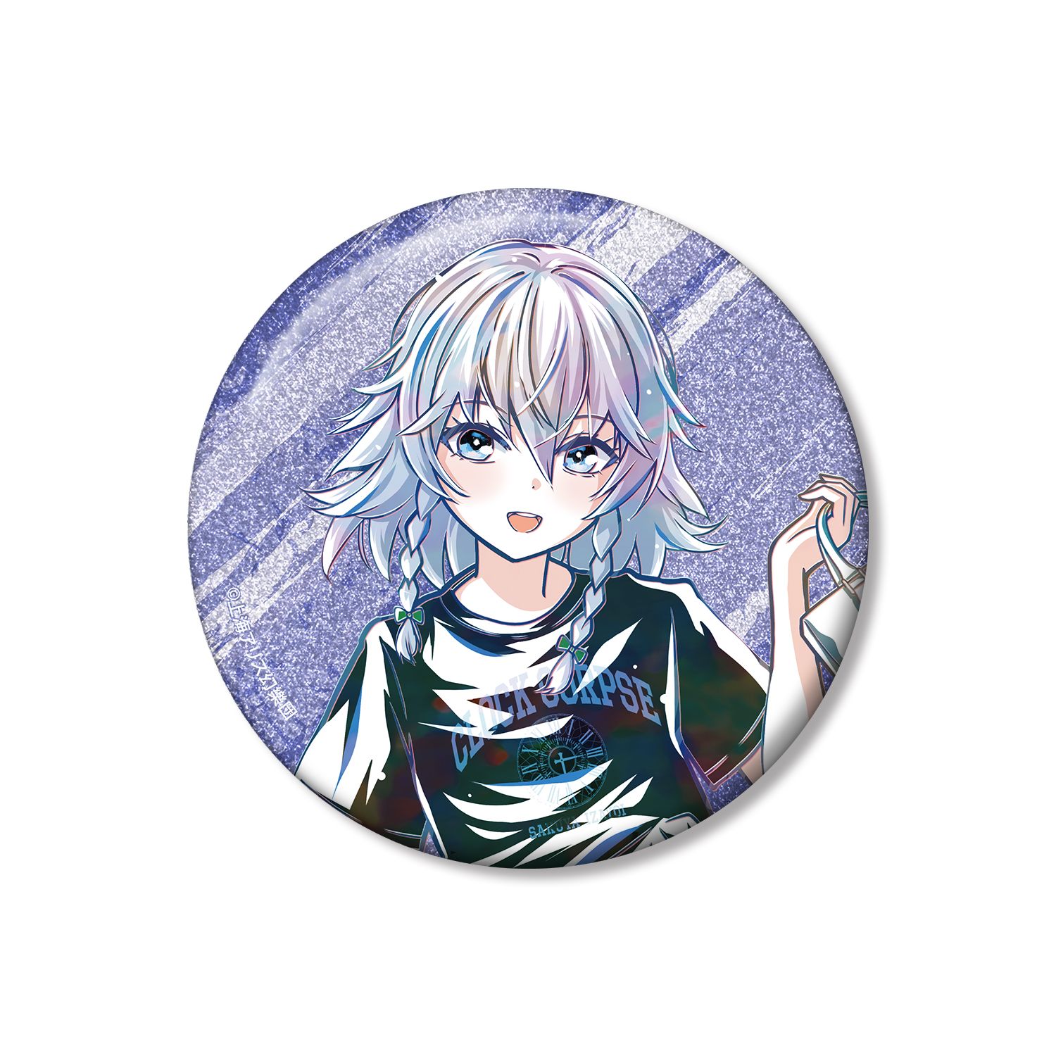 東方Project 松本能人イラスト 十六夜咲夜 現代風ファッションver. Ani-Art 75mmグリッター缶バッジ Image 4 | AniSmile