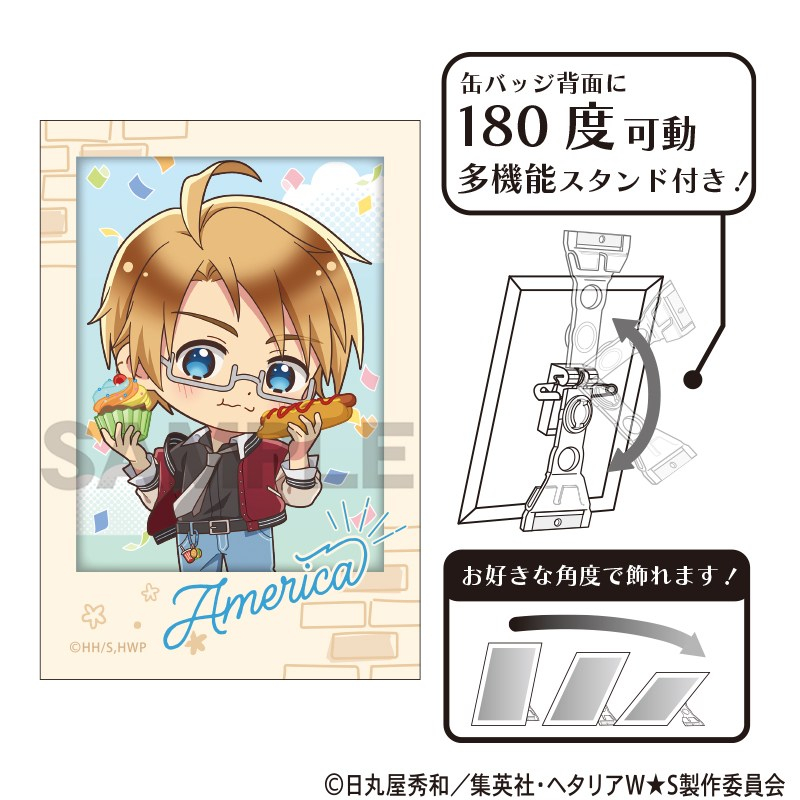 ヘタリア World★Stars アート缶バッジ アメリカ 食べ歩きグルメ ミニキャラ - AniSmile
