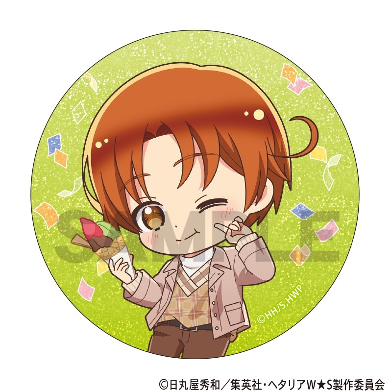 ヘタリア World★Stars トレーディンググリッター缶バッジ 食べ歩きグルメ ミニキャラ 画像 2 | AniSmile