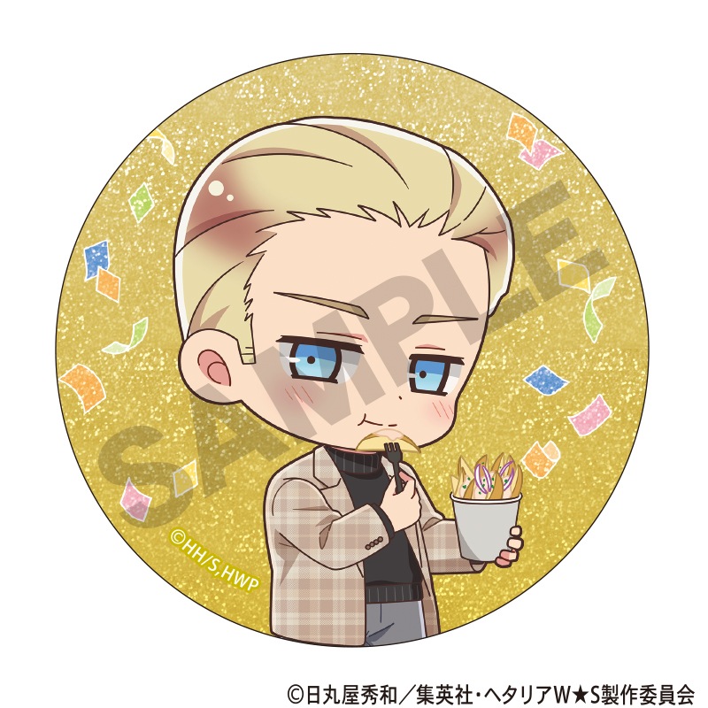 ヘタリア World★Stars トレーディンググリッター缶バッジ 食べ歩きグルメ ミニキャラ 画像 6 | AniSmile