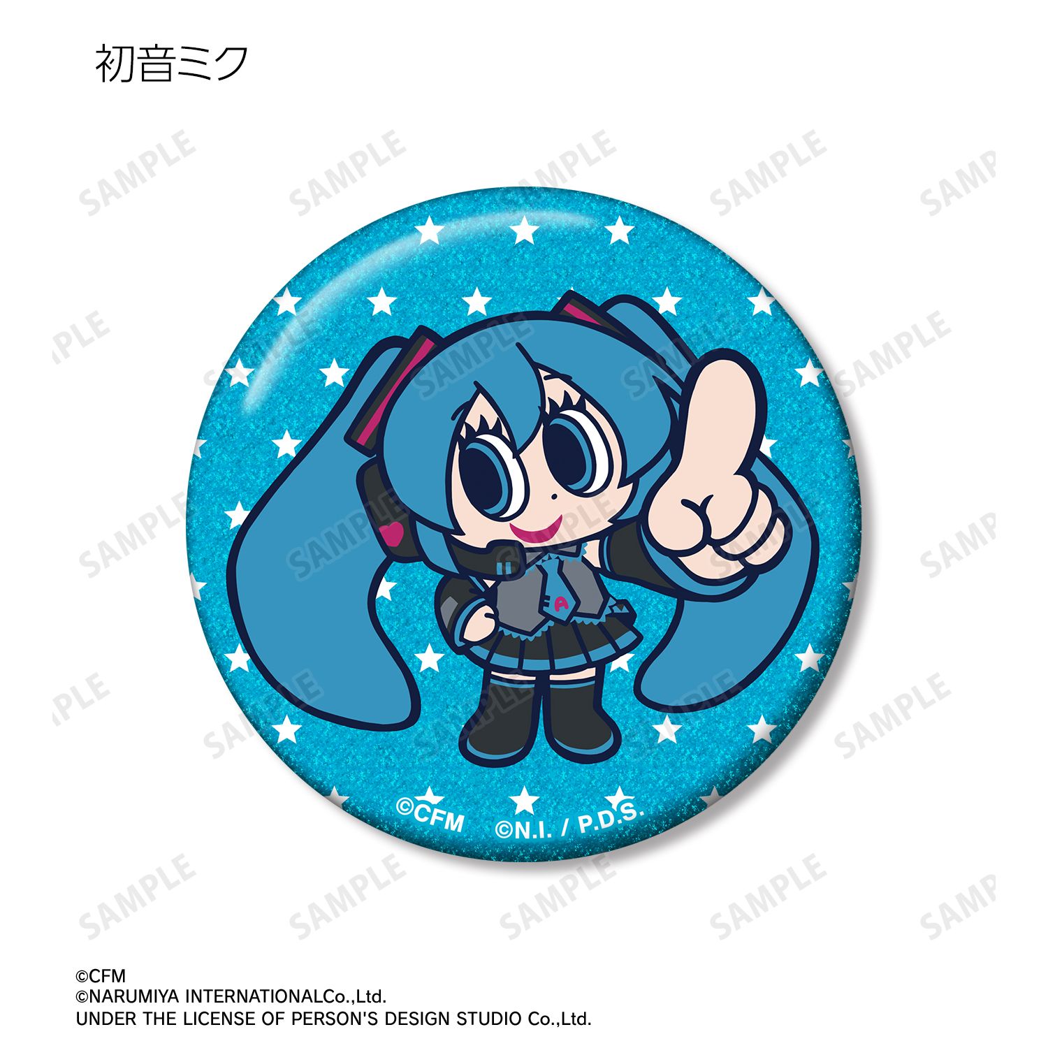 初音ミク ANGEL BLUEコラボ 描き起こし トレーディンググリッター缶バッジ(単位/単品) 画像 2 | AniSmile