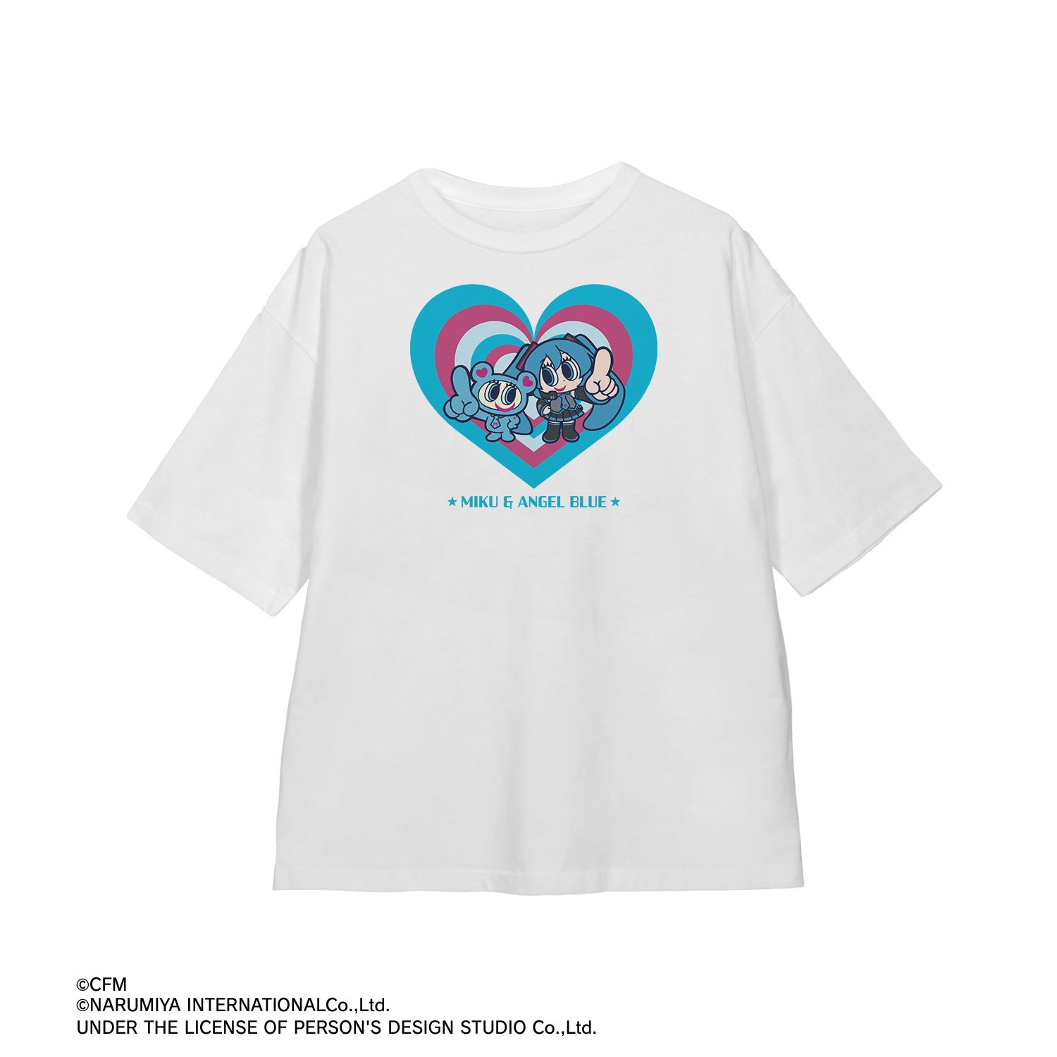 ANGEL BLUEコラボ 描き起こし 初音ミク&ナカムラくん BIGシルエットTシャツユニセックス(サイズ/S) - AniSmile