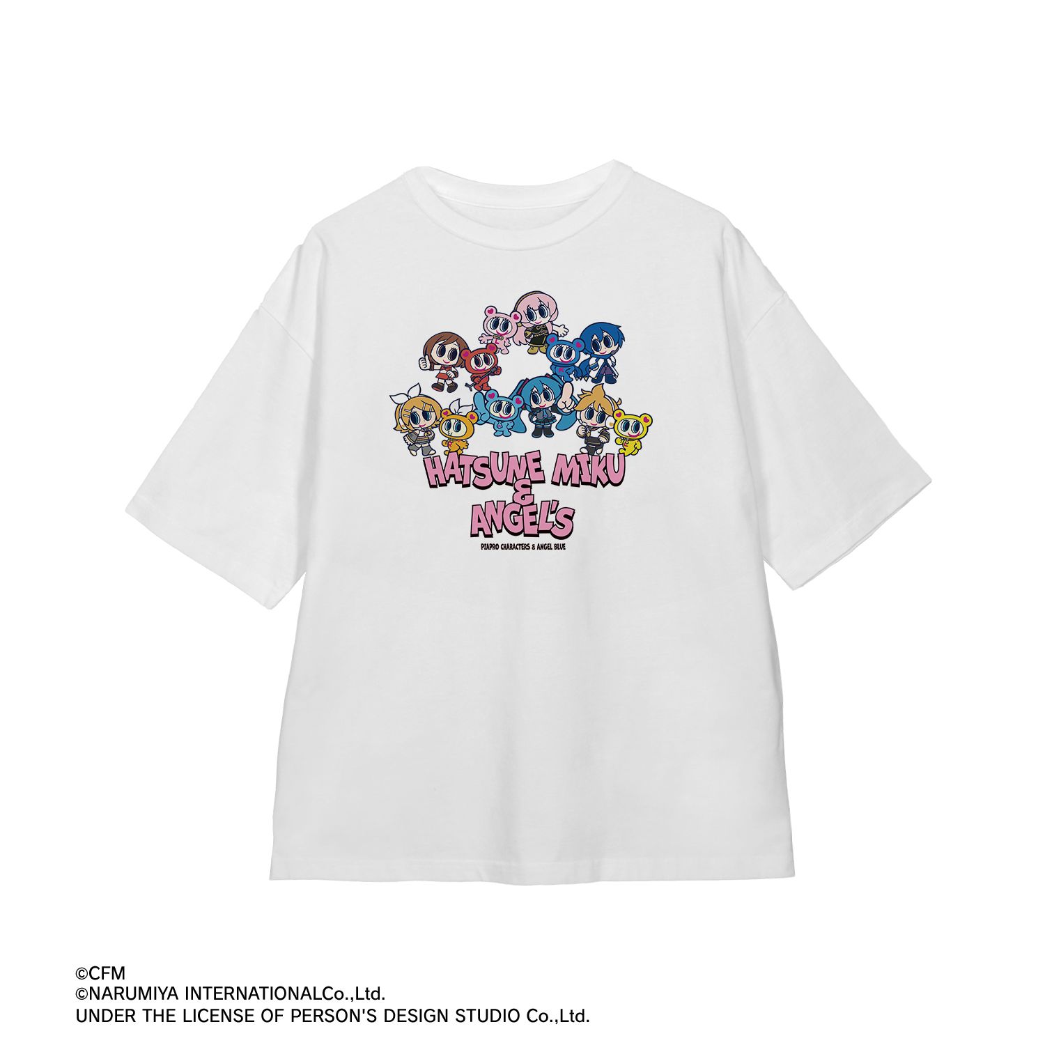 初音ミク ANGEL BLUEコラボ 描き起こし 集合 BIGシルエットTシャツユニセックス(サイズ/ ) - AniSmile