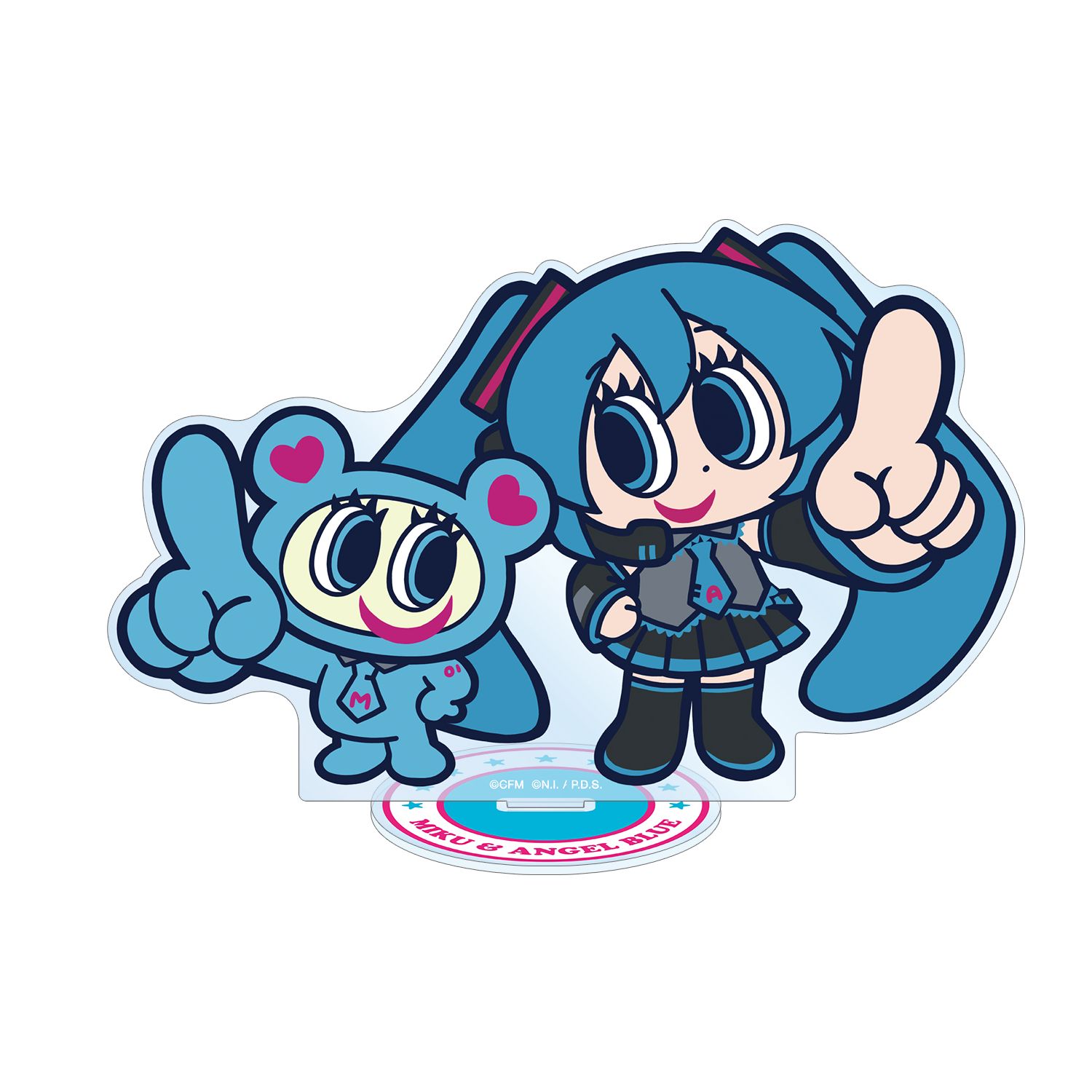 ANGEL BLUEコラボ 描き起こし 初音ミク&ナカムラくん BIGアクリルスタンド - official product image | AniSmile