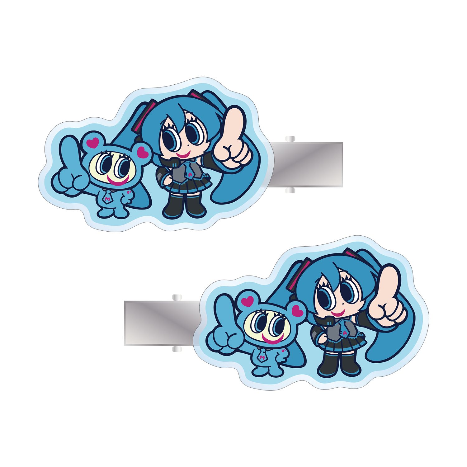 ANGEL BLUEコラボ 描き起こし 初音ミク&ナカムラくん アクリルヘアクリップ2個セット - AniSmile