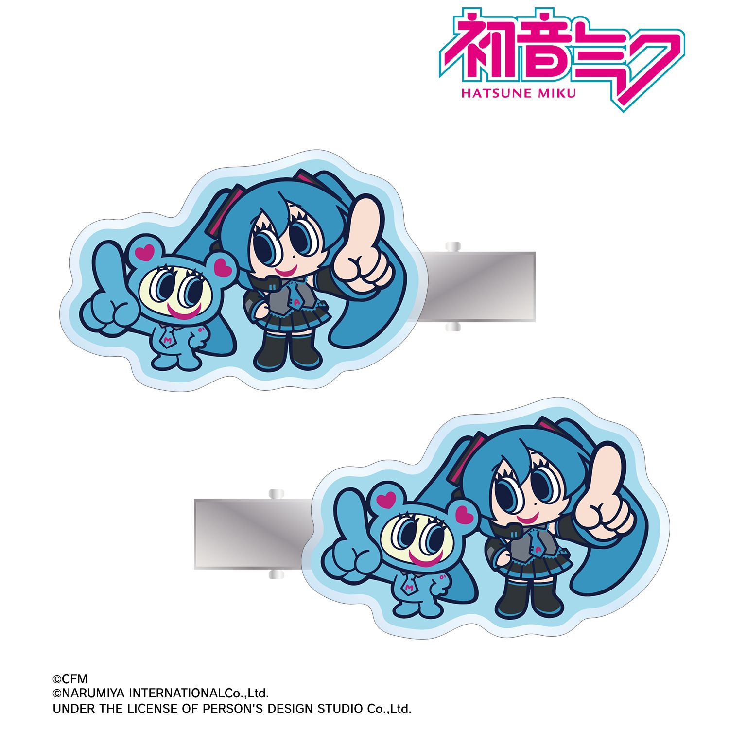 ANGEL BLUEコラボ 描き起こし 初音ミク&ナカムラくん アクリルヘアクリップ2個セット Image 2 | AniSmile