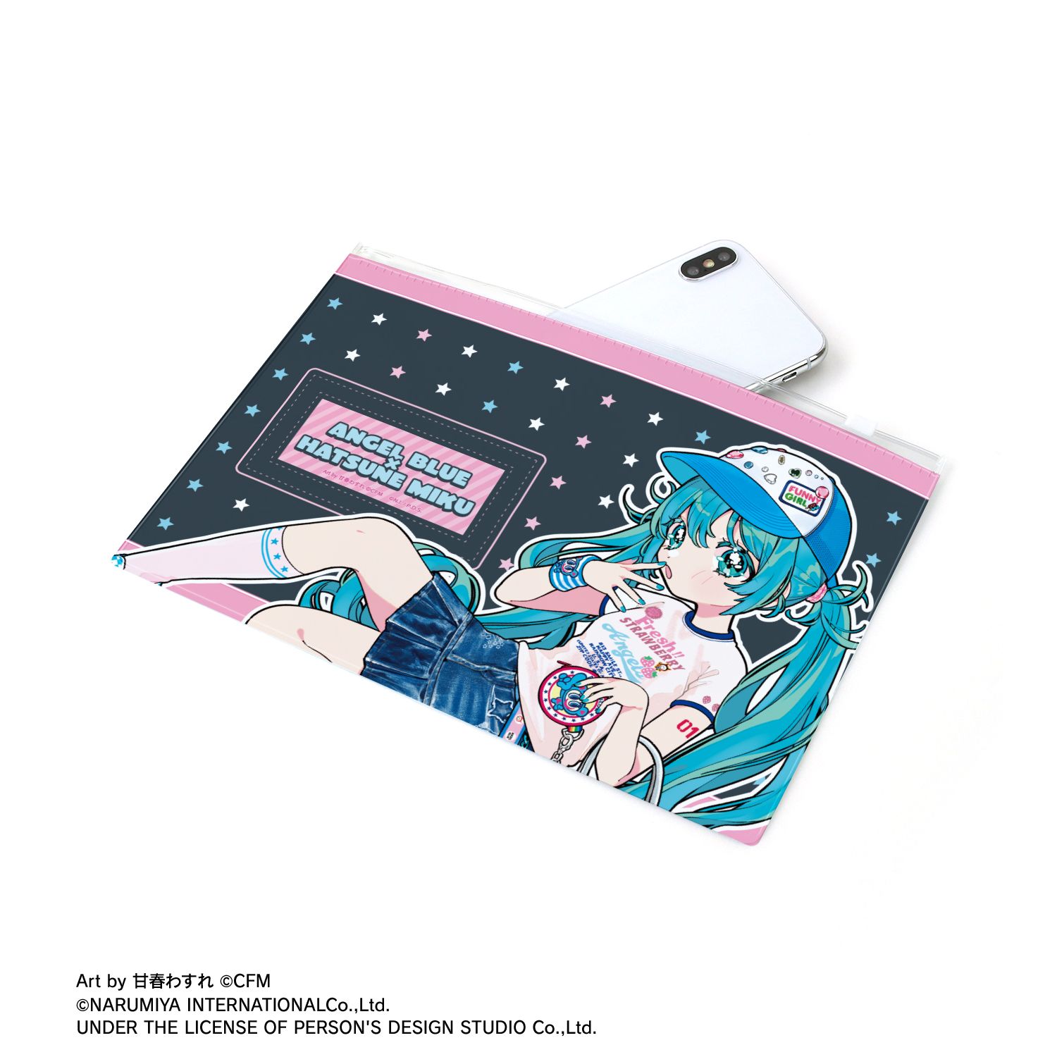 ANGEL BLUEコラボ 描き下ろし 初音ミク Art by 甘春わすれ ビニールフラットポーチ ver.A 图片 4 | AniSmile