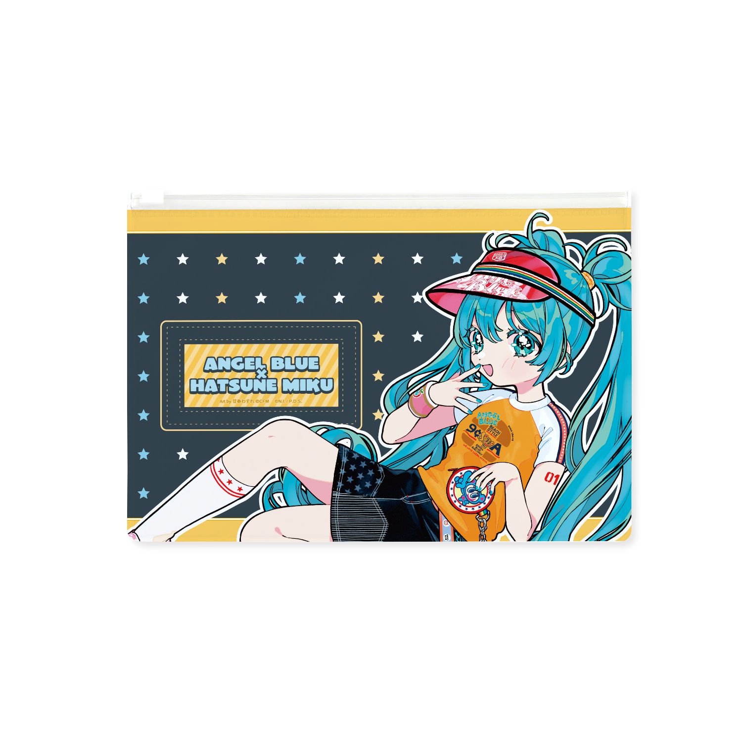ANGEL BLUEコラボ 描き下ろし 初音ミク Art by 甘春わすれ ビニールフラットポーチ ver.B - 官方商品图片 | AniSmile
