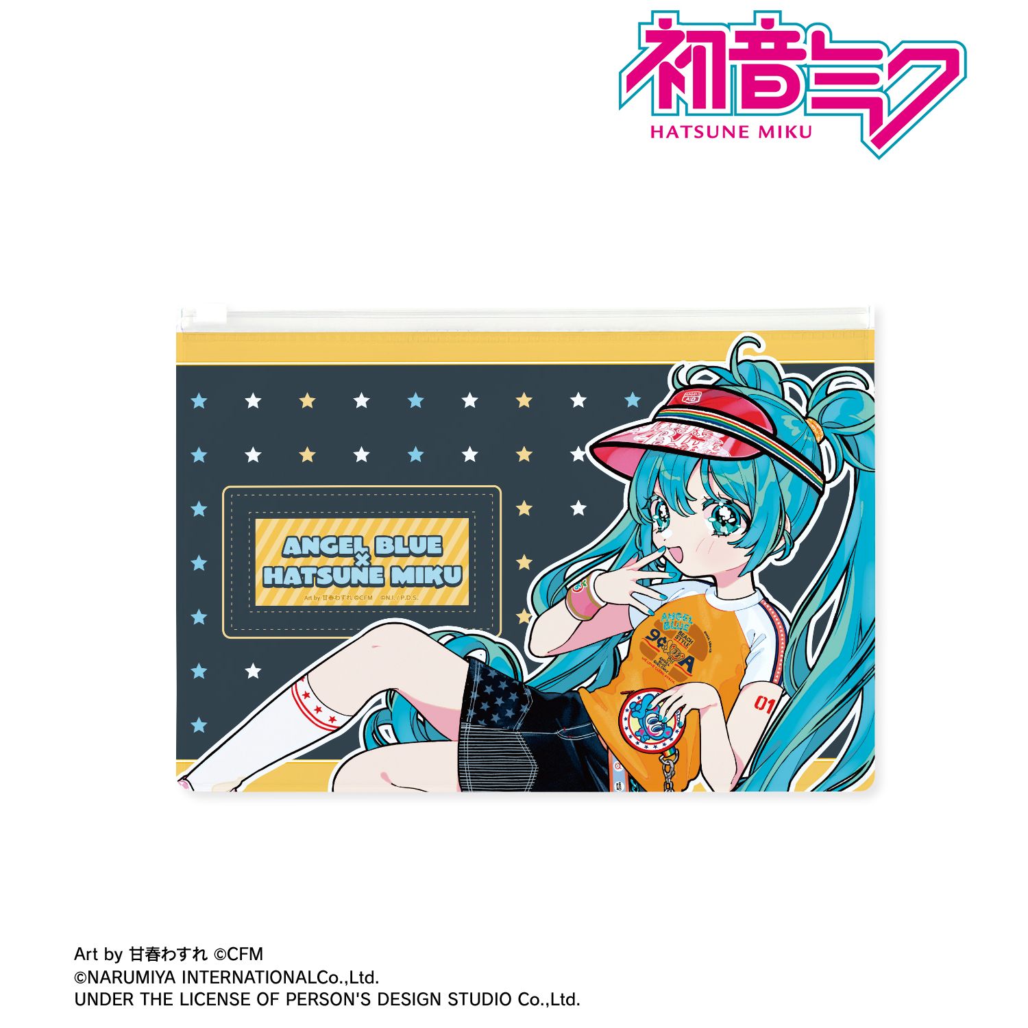 ANGEL BLUEコラボ 描き下ろし 初音ミク Art by 甘春わすれ ビニールフラットポーチ ver.B 图片 3 | AniSmile