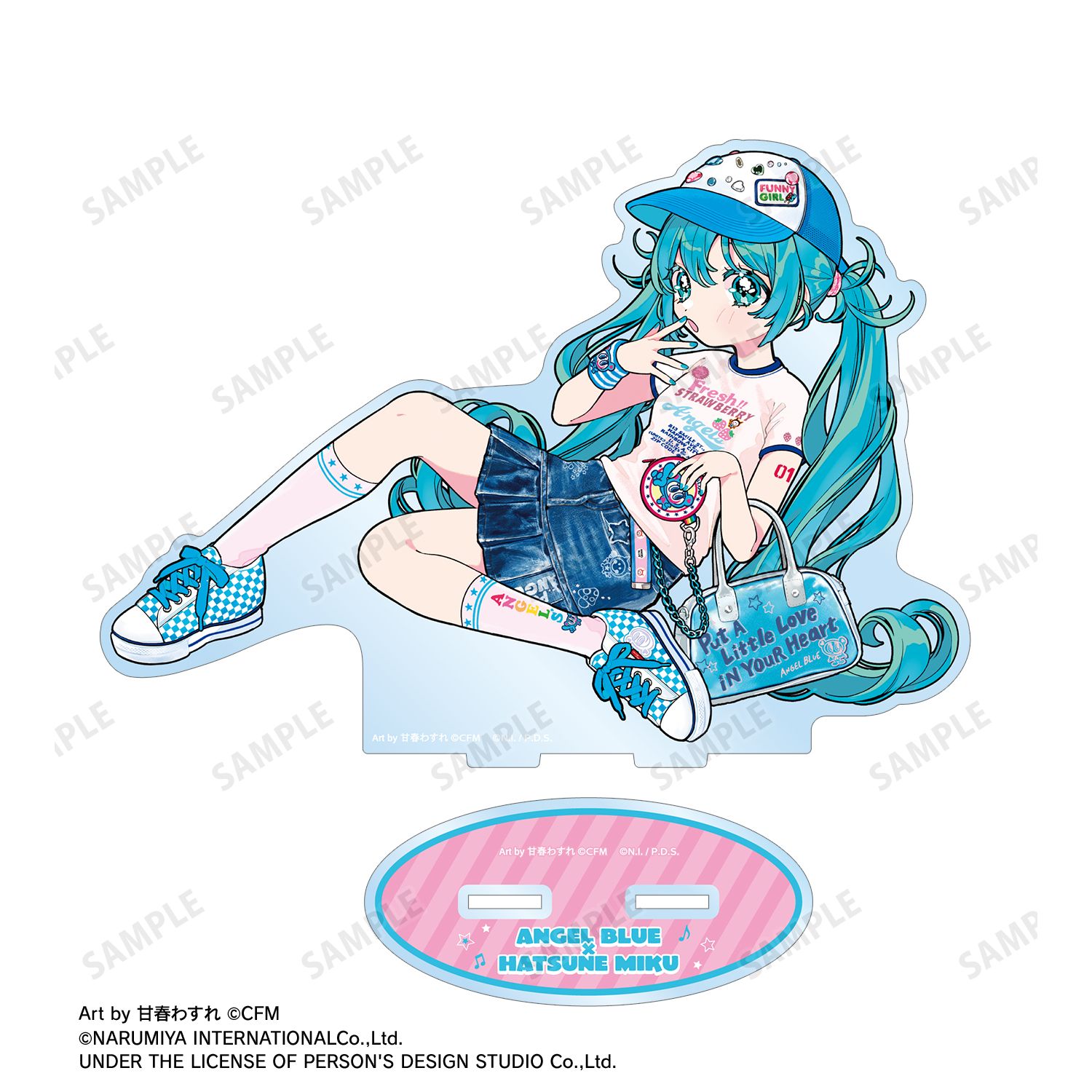 ANGEL BLUEコラボ 描き下ろし 初音ミク Art by 甘春わすれ BIGアクリルスタンド ver.A Image 2 | AniSmile