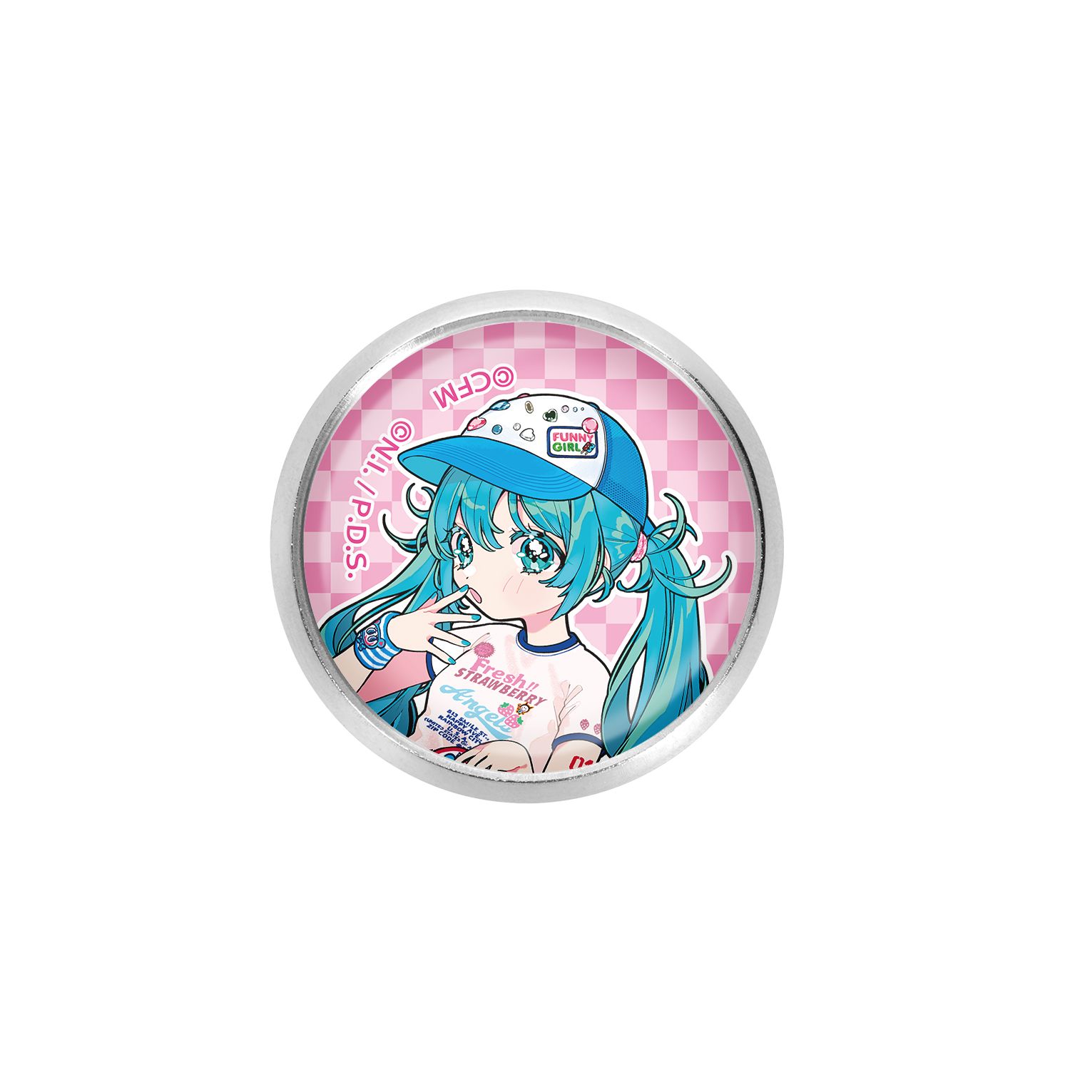 ANGEL BLUEコラボ 描き下ろし 初音ミク Art by 甘春わすれ ガラスマグネットピンバッジ ver. - AniSmile