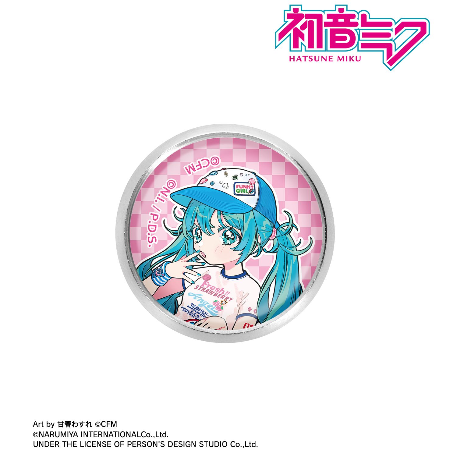 ANGEL BLUEコラボ 描き下ろし 初音ミク Art by 甘春わすれ ガラスマグネットピンバッジ ver.A 图片 2 | AniSmile