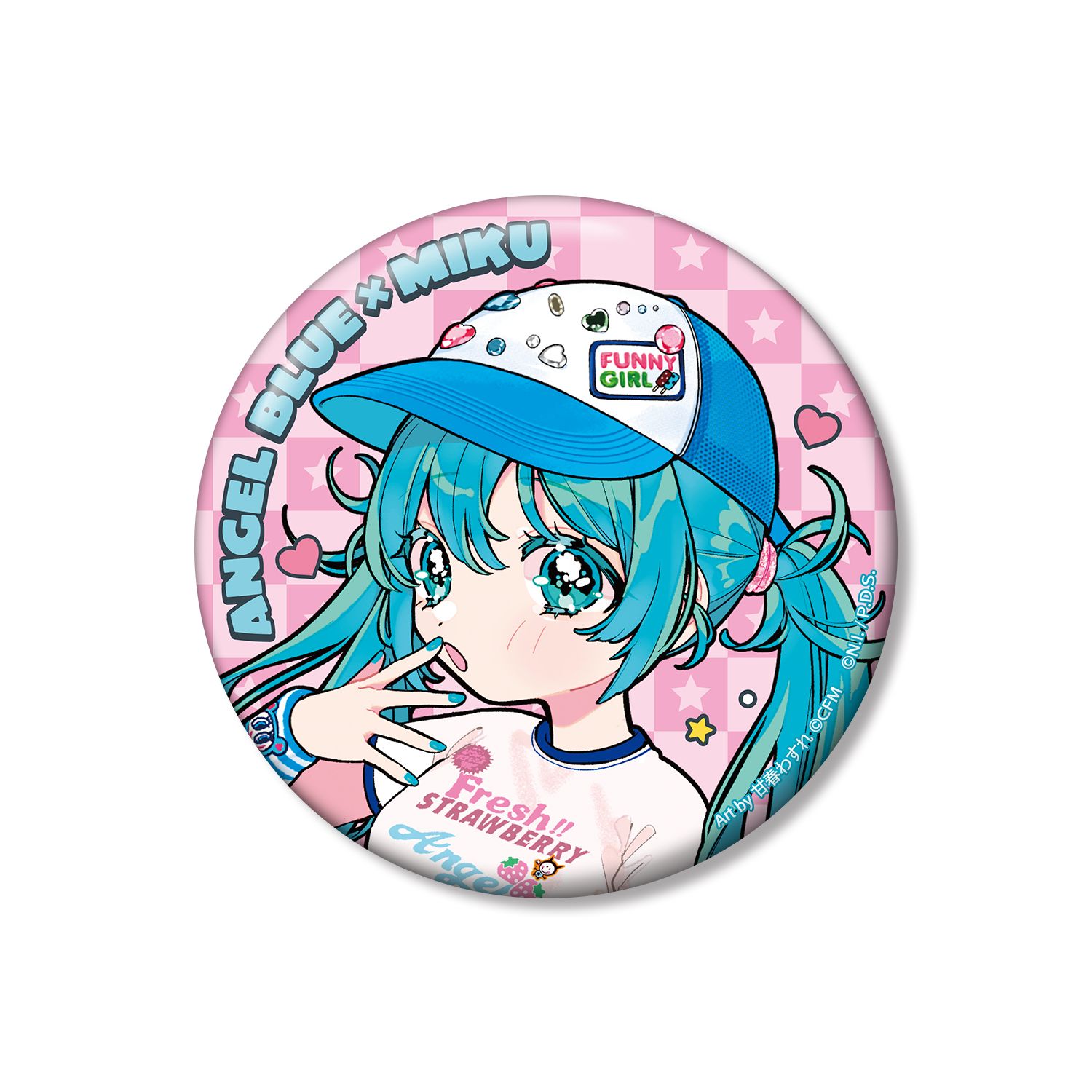 ANGEL BLUEコラボ 描き下ろし 初音ミク Art by 甘春わすれ 100mm缶バッジ ver. - AniSmile