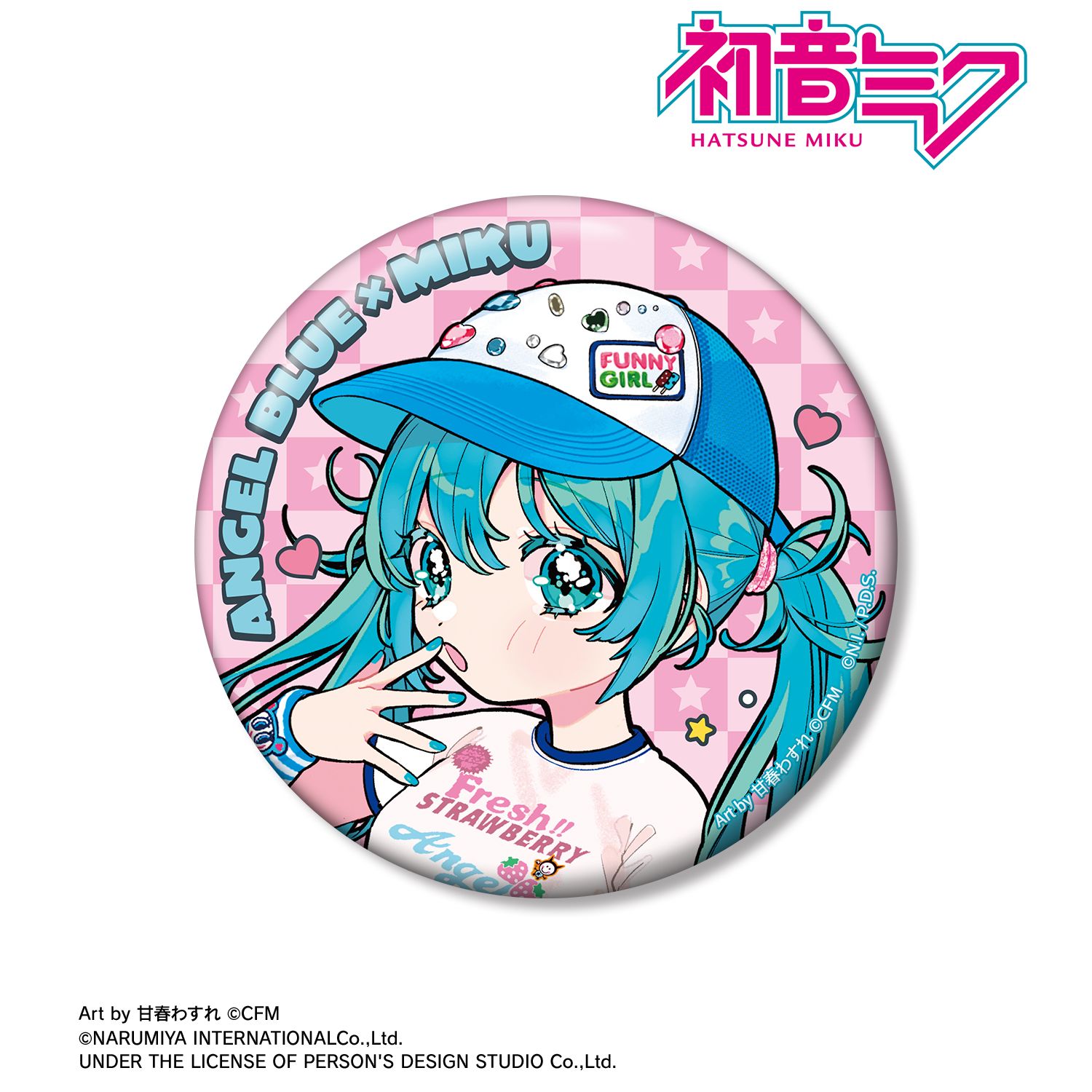 ANGEL BLUEコラボ 描き下ろし 初音ミク Art by 甘春わすれ 100mm缶バッジ ver.A Image 2 | AniSmile
