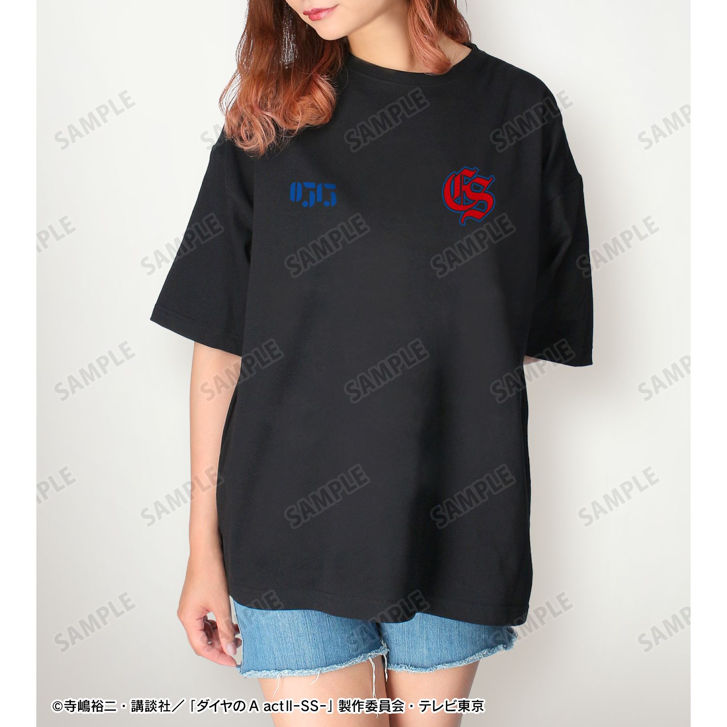 TVアニメ『ダイヤのA actⅡ -Second Season-』 描き下ろし 沢村栄純 私服・野球観戦ver. 着用BIGシルエットTシャツユニセックス(サイズ/L) 画像 5 | AniSmile