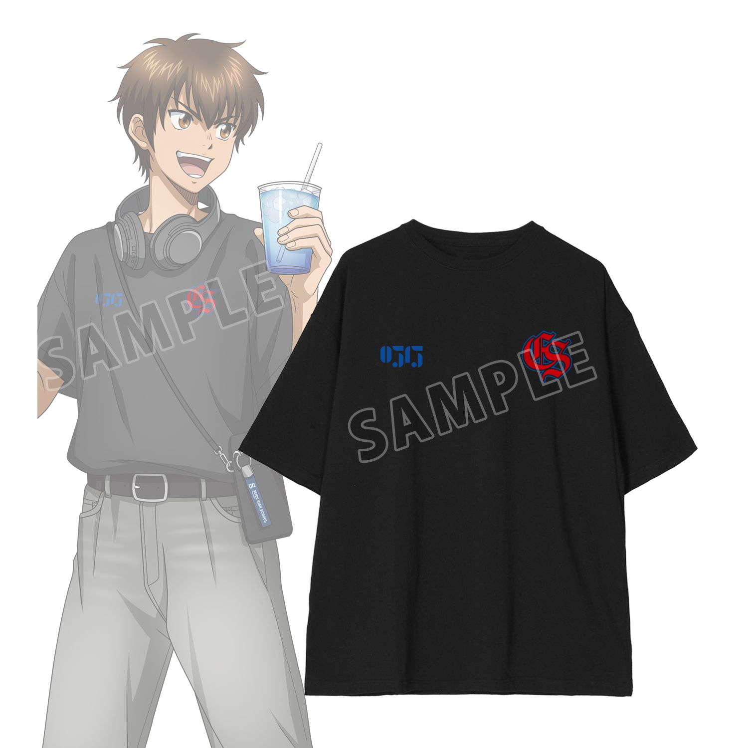 TVアニメ『ダイヤのA actⅡ -Second Season-』 描き下ろし 沢村栄純 私服・野球観戦ver. 着用BIGシルエットTシャツユニセックス(サイズ/XL) - AniSmile