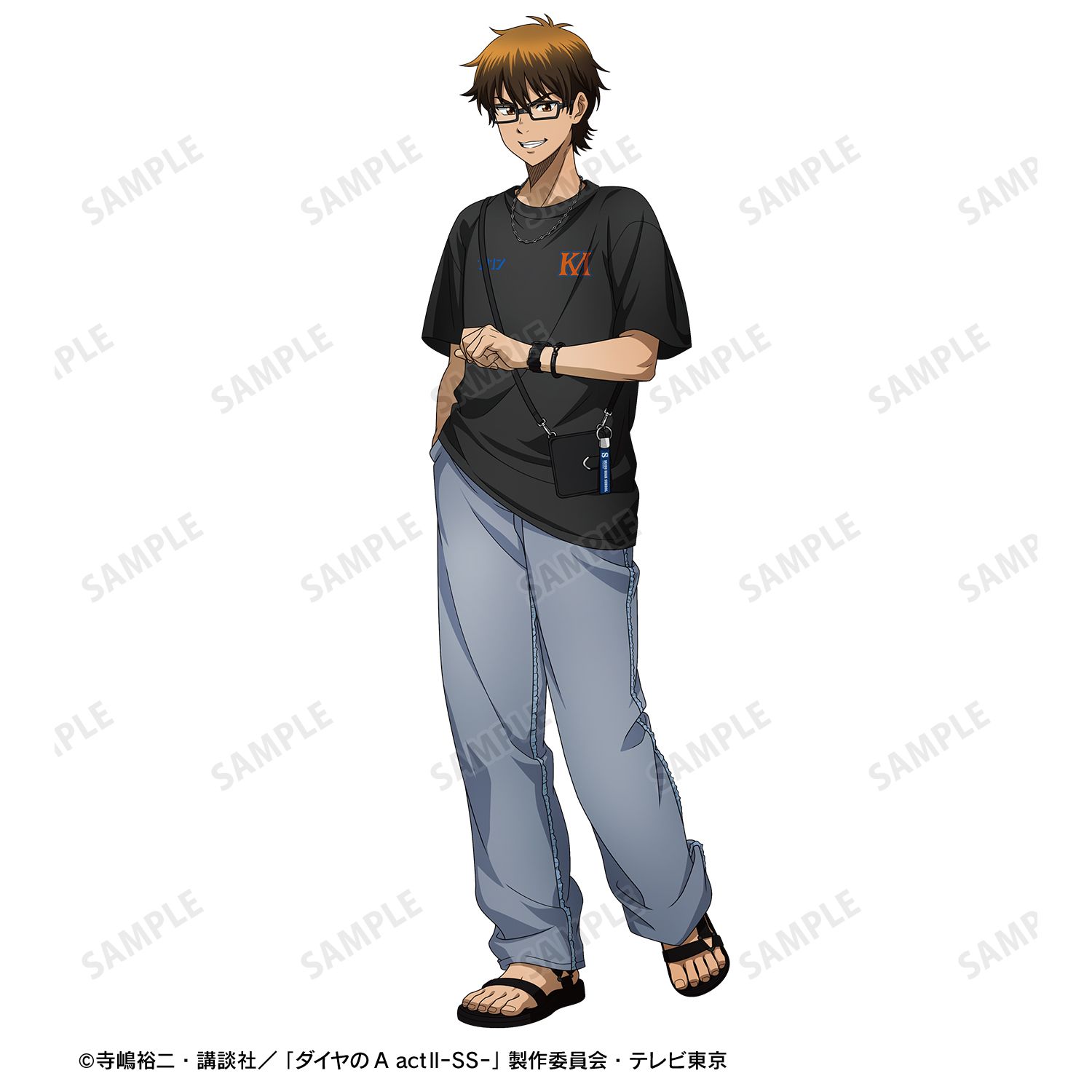 TVアニメ『ダイヤのA actⅡ -Second Season-』 描き下ろし 御幸一也 私服・野球観戦ver. 着用BIGシルエットTシャツユニセックス(サイズ/S) 画像 6 | AniSmile