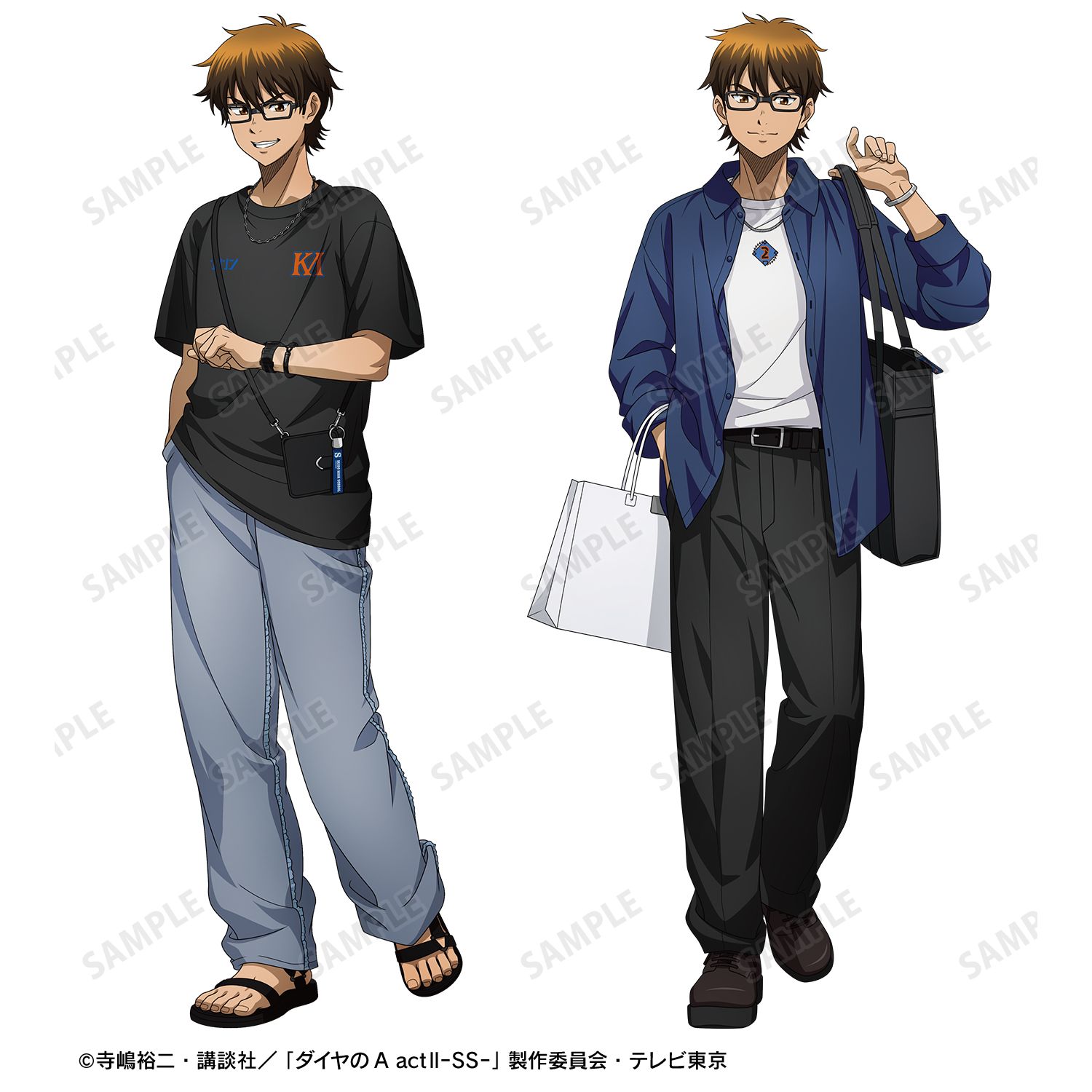 TVアニメ『ダイヤのA actⅡ -Second Season-』 描き下ろし 御幸一也 私服ver. 着用キーリング付き合皮キーホルダー Image 6 | AniSmile